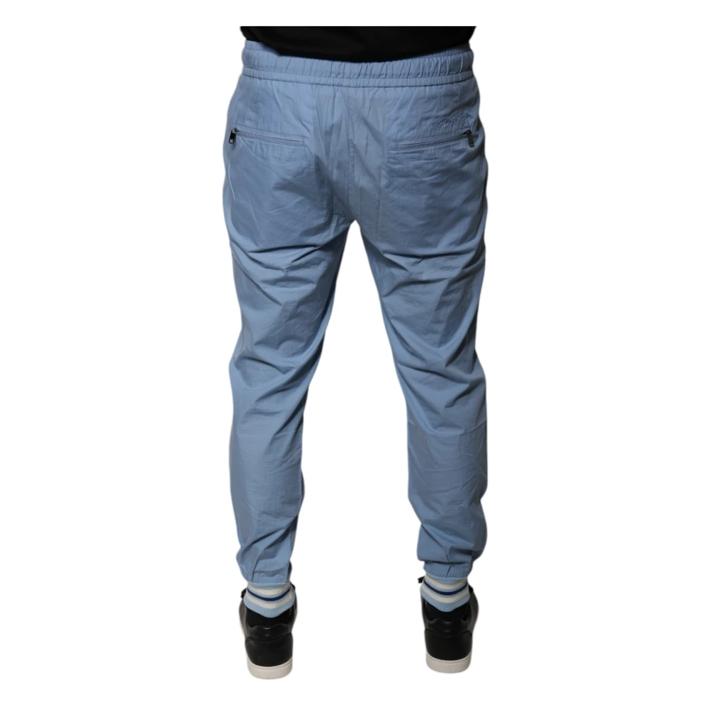 Dolce & Gabbana Blauwe Katoenen Jogger Sweatpants met Trekkoord Blue Heren