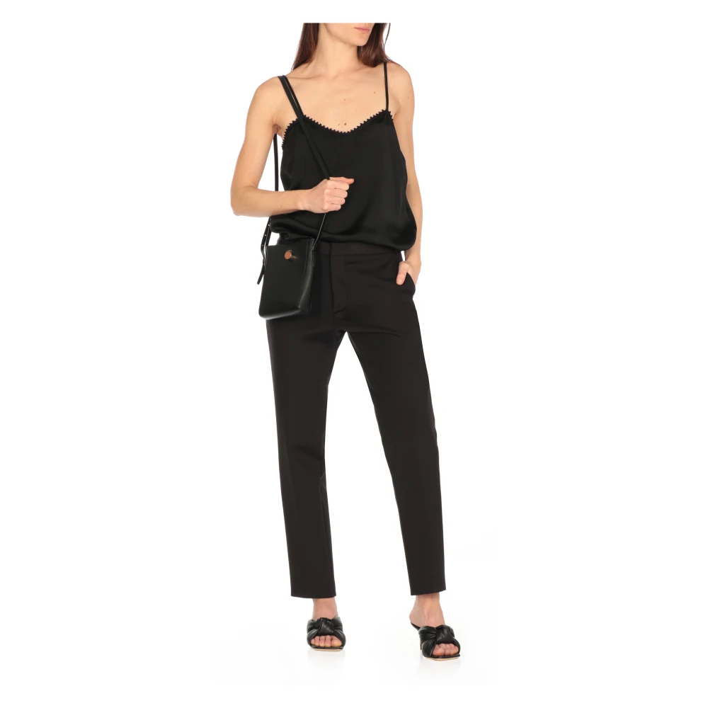 Fabiana Filippi Zwarte V-hals Viscose Top Vrouw Black Dames