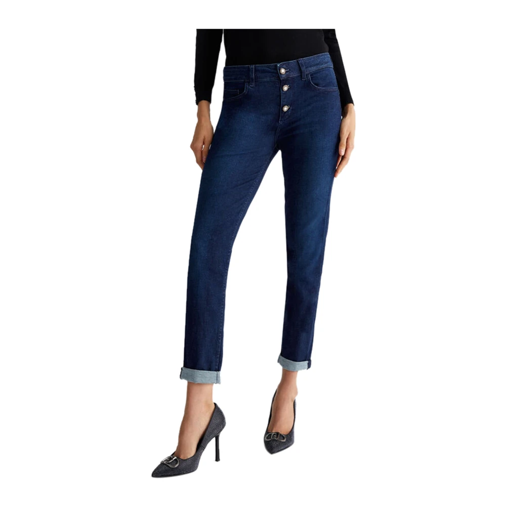 Liu Jo Skinny High Waist Jeans met Juweelknoop Blue Dames