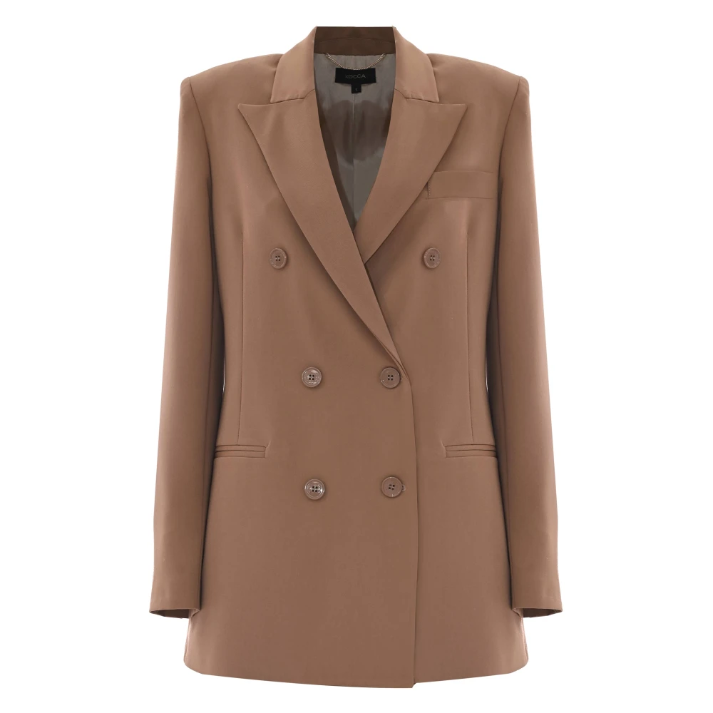 Kocca Elegant Double-Breasted Jacket with Welt Pockets Beige Dames