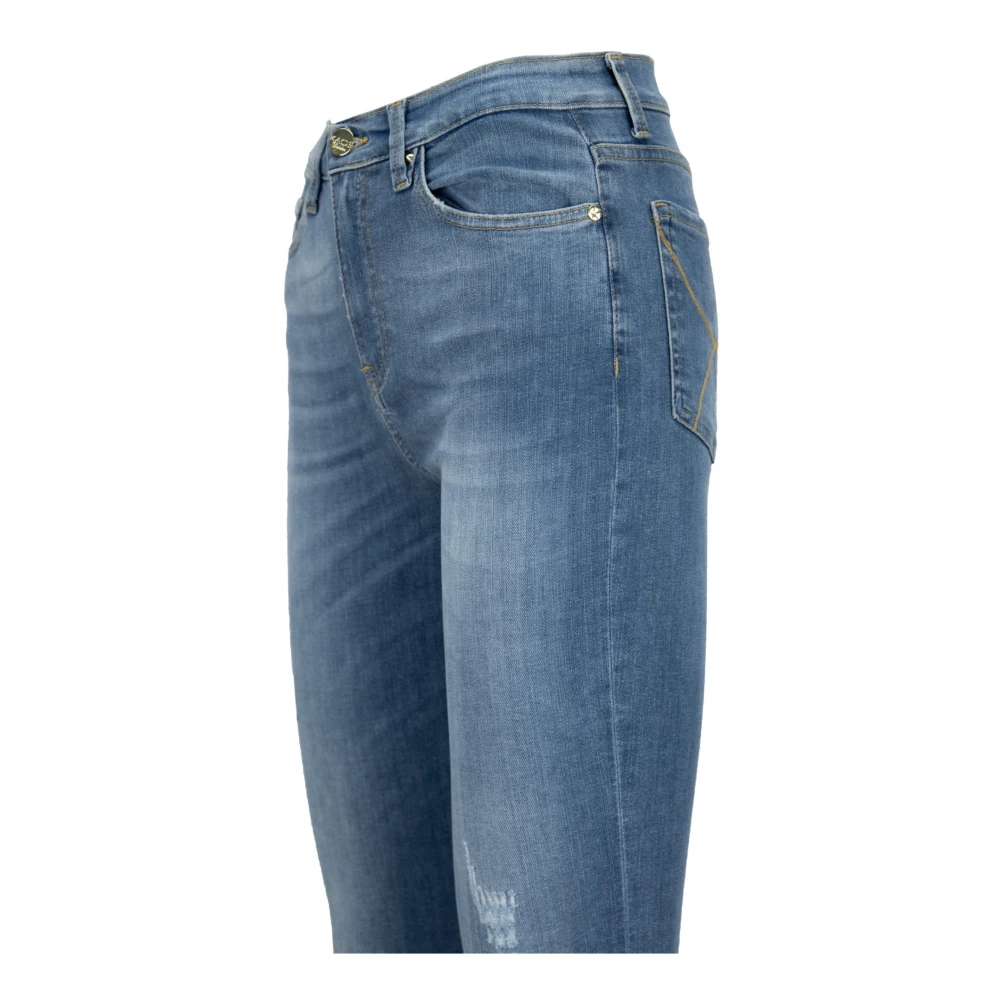 Kaos Gouden Detail Rits Knoop Dames Jeans Blue Dames