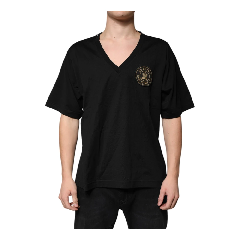 Dolce & Gabbana Men's Black T-Shirts, S, Cotton Logo T-Shirt