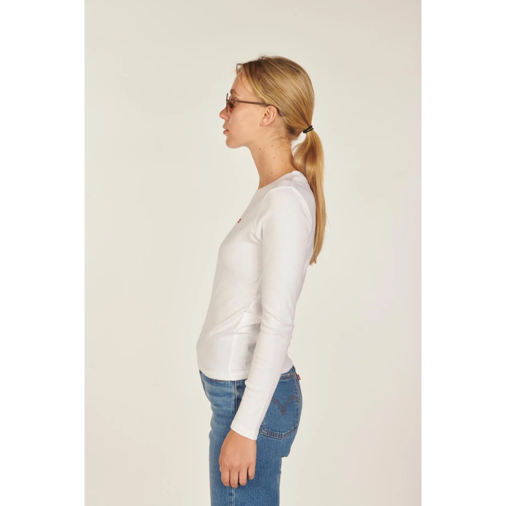 Levi's Witte longsleeve baby tee met choker detail White Dames