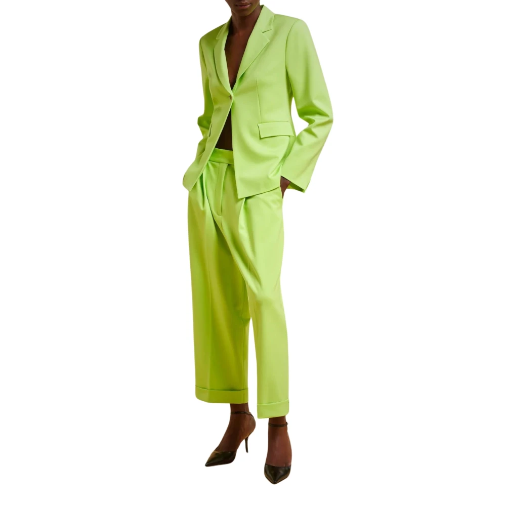 Liviana Conti Milano Blazer met enkele knoop Green Dames