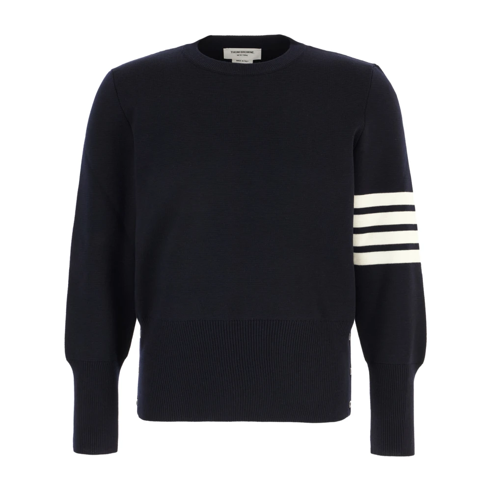 Thom Browne Uomo Blu - Pullover Wool 4-Bar - Knitwear - S
