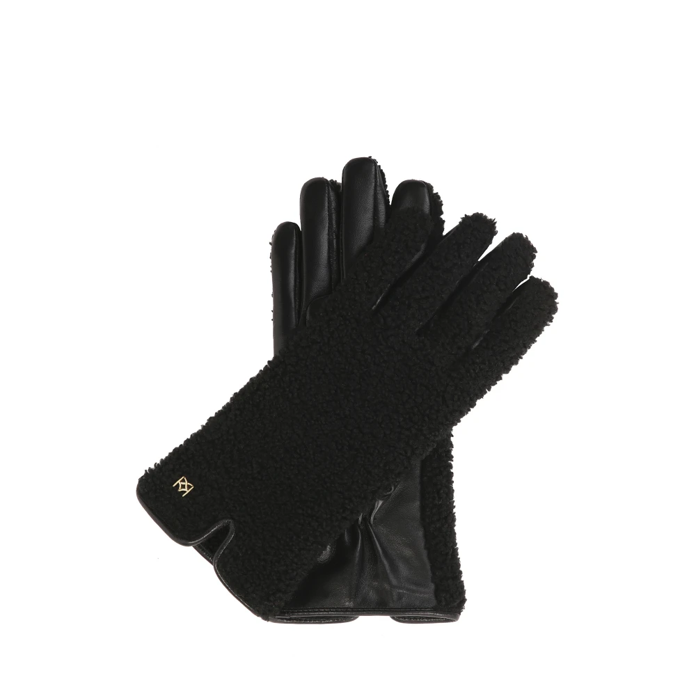 Kazar Zwarte handschoenen gemaakt van leer en imitatie lamsvacht Black Dames
