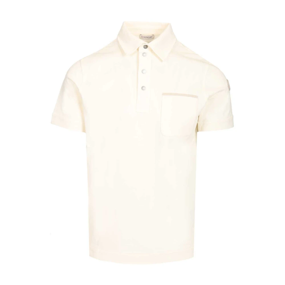 Moncler White Polo Shirts, Male, M, Short-Sleeve Polo Shirt