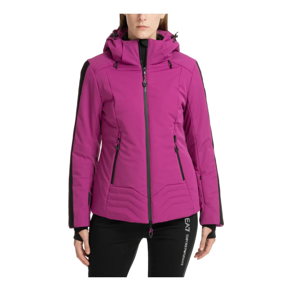 Emporio Armani EA7 7 Ski Jas met Capuchon en Logo Purple Dames