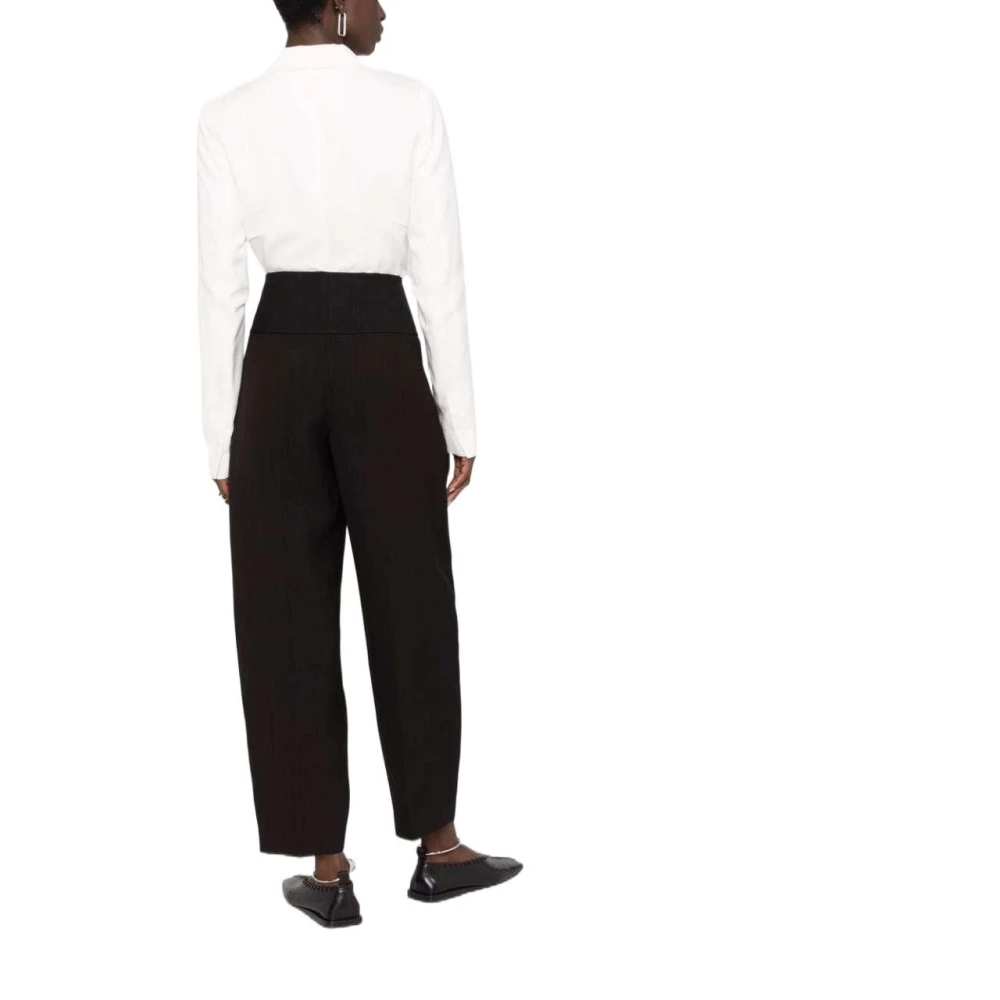 Jil Sander Zwarte Viscose Lin Broek Ss22 Black Dames