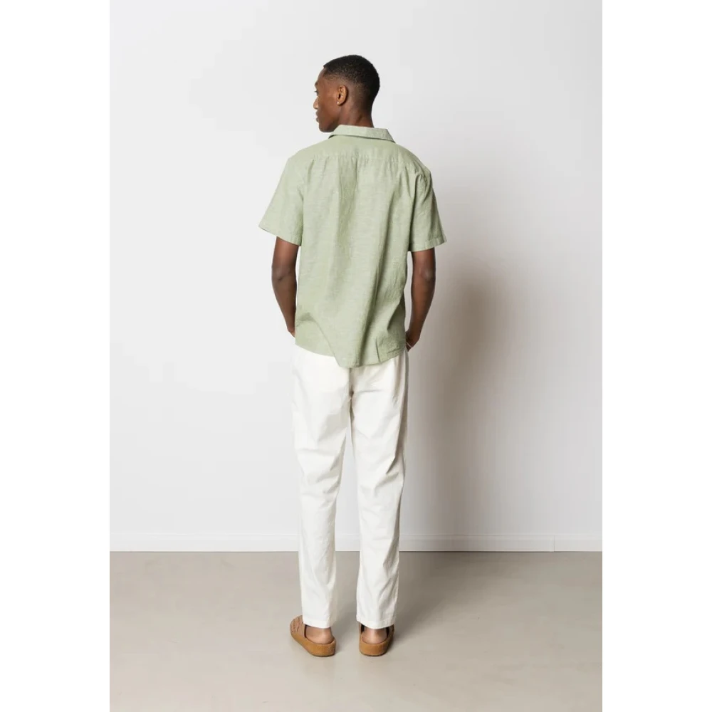 Clean Cut Bowling Shirt in Katoen Linnen Mix Green Heren