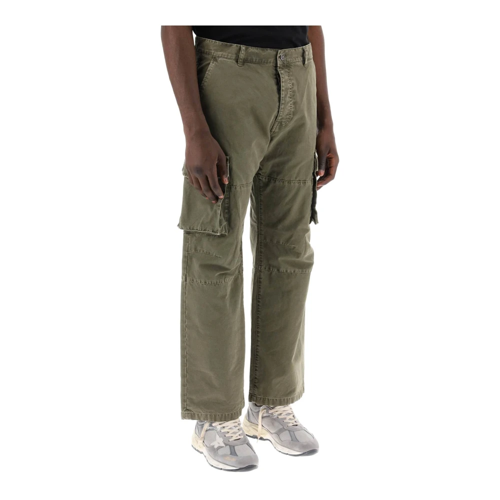 Golden Goose Canvas Cargo Broek Rechte Pijp Green Heren