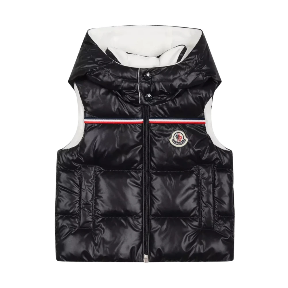 Moncler Marinblå Väst Peter Logo Huva Black, Unisex