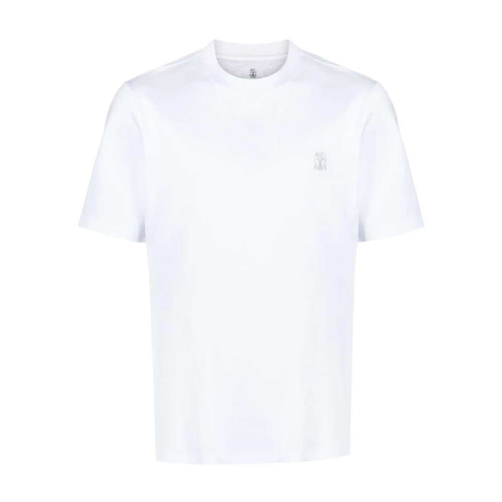 BRUNELLO CUCINELLI Blauwe T-shirts & Polo's voor Mannen White Heren