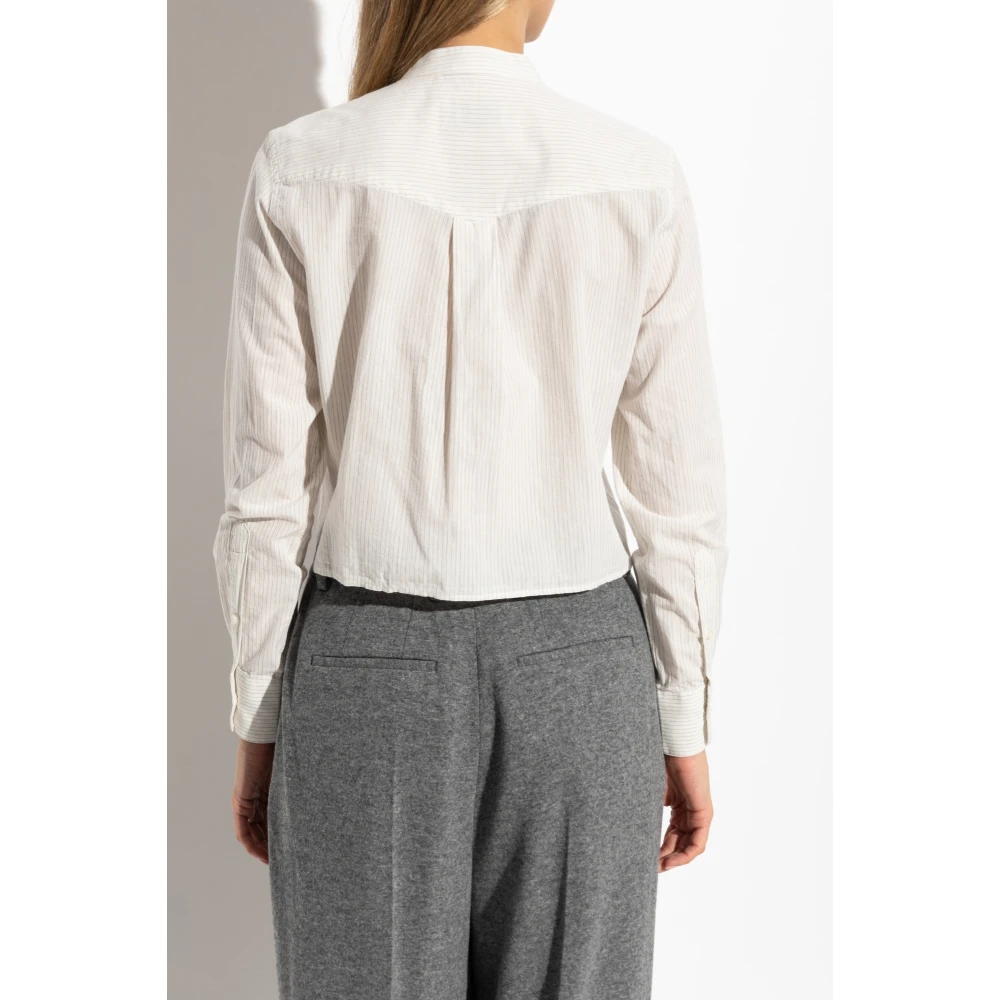 Officine Générale Korte shirt met gestreept patroon White Dames