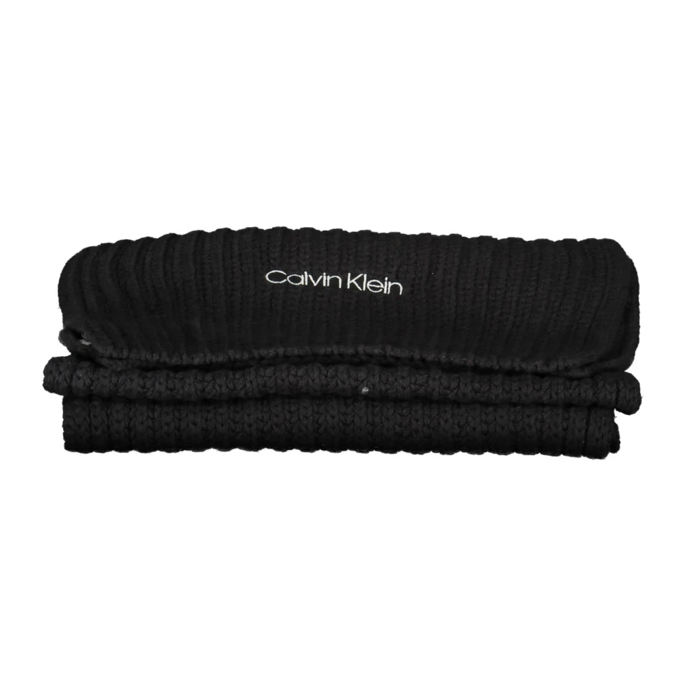 Calvin Klein Zwarte sjaal voor dames met borduurwerk Black Dames