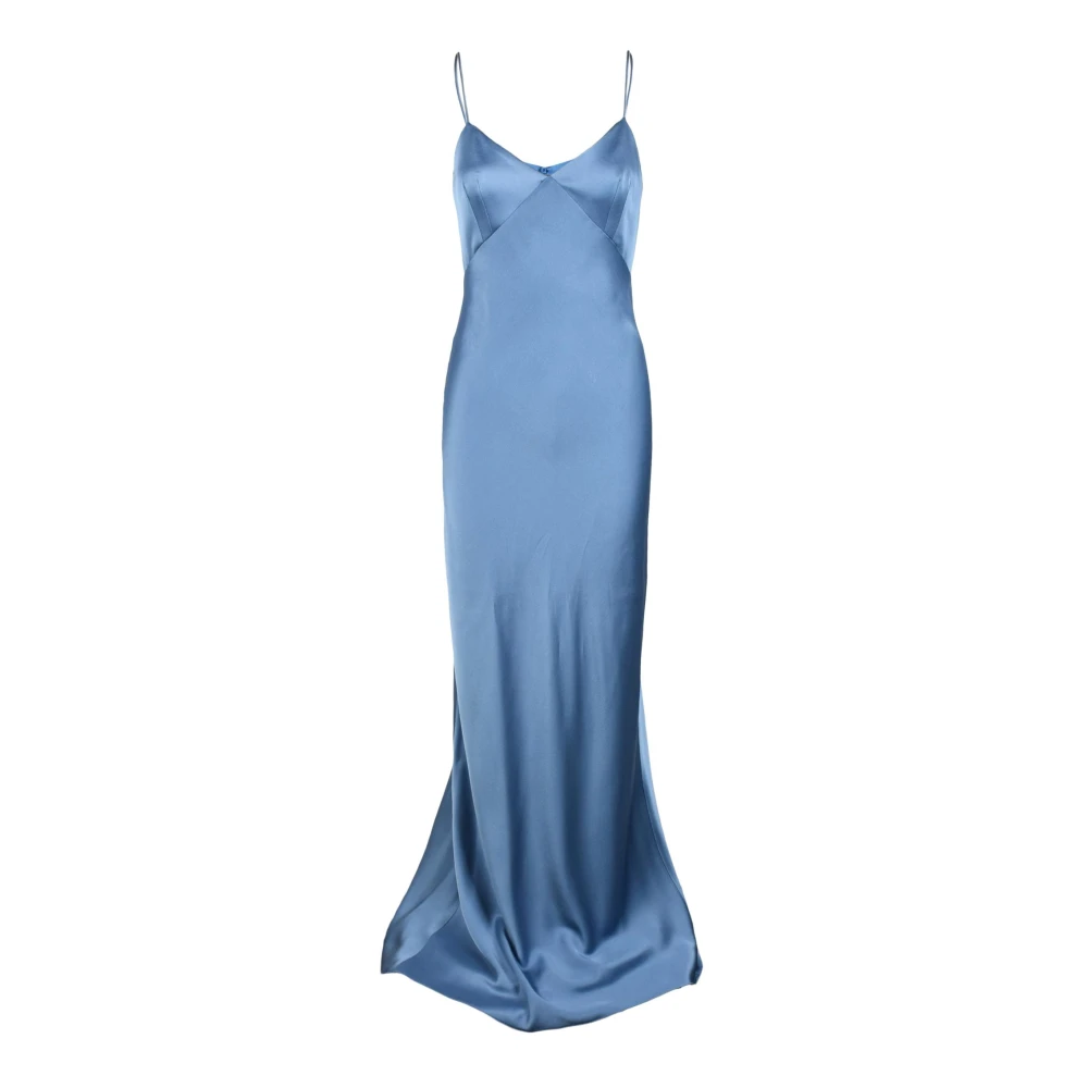 Max Mara Damesjurk in Acetaat Viscose Mix Blue Dames