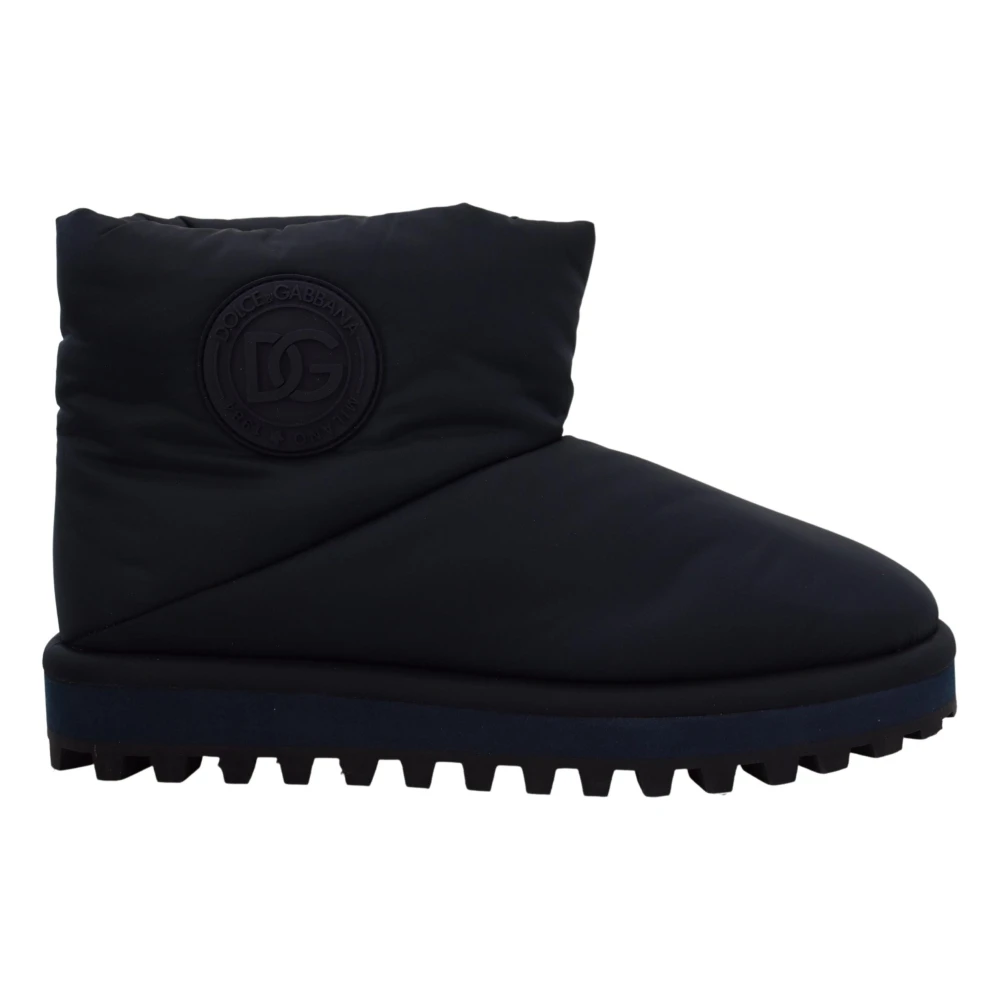 Dolce & Gabbana Men's Blue Padded Mid Calf Nylon Boots