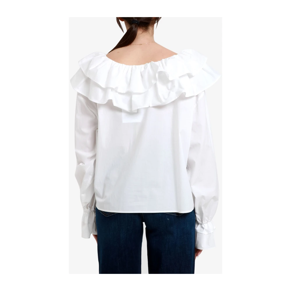 Msgm Witte Katoenen Ruffle Shirt White Dames