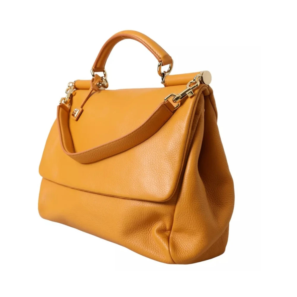 Dolce & Gabbana Gele leren Satchel tas Yellow Dames