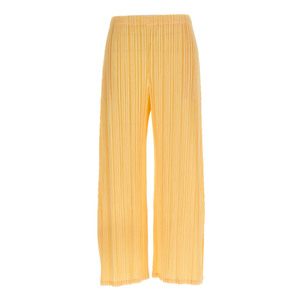 Issey Miyake Women's Yellow Mellow Pleats Trousers - Wide Trousers - 2XL - Trousers