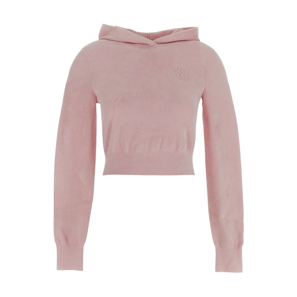 T by Alexander Wang Viscose Cropped Hoodie Pink Dames