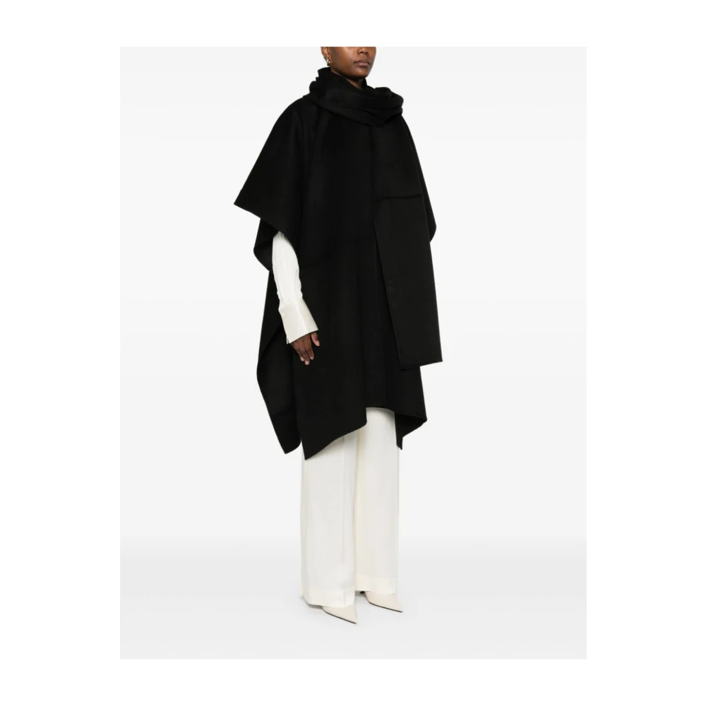 TotêMe Zwarte Oversized Wollen Jas met Afneembare Sjaal Black Dames