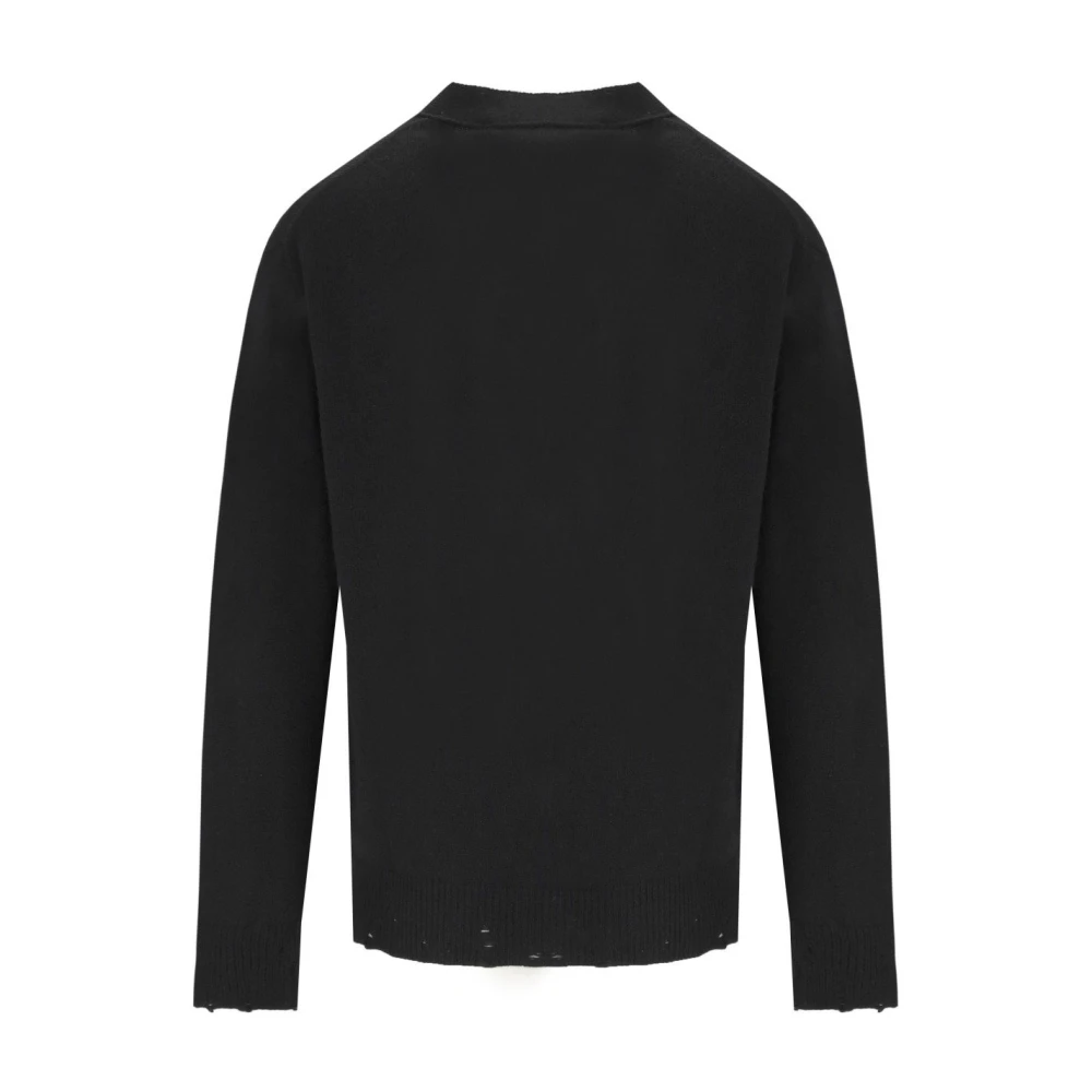 Amaránto Zwarte wol-kasjmier vest met V-hals Black Heren