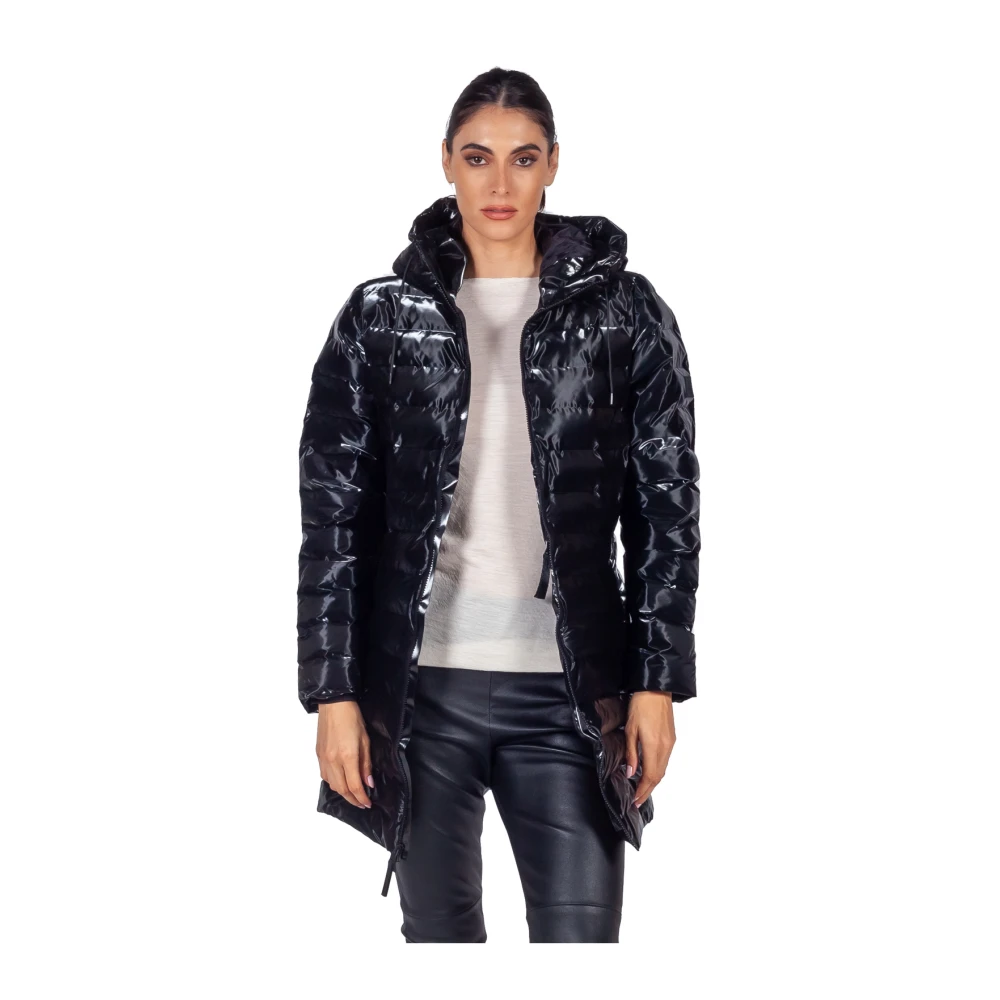 Rains Lohja Curve W3T3 Lange Gewatteerde Pufferjas Black Dames