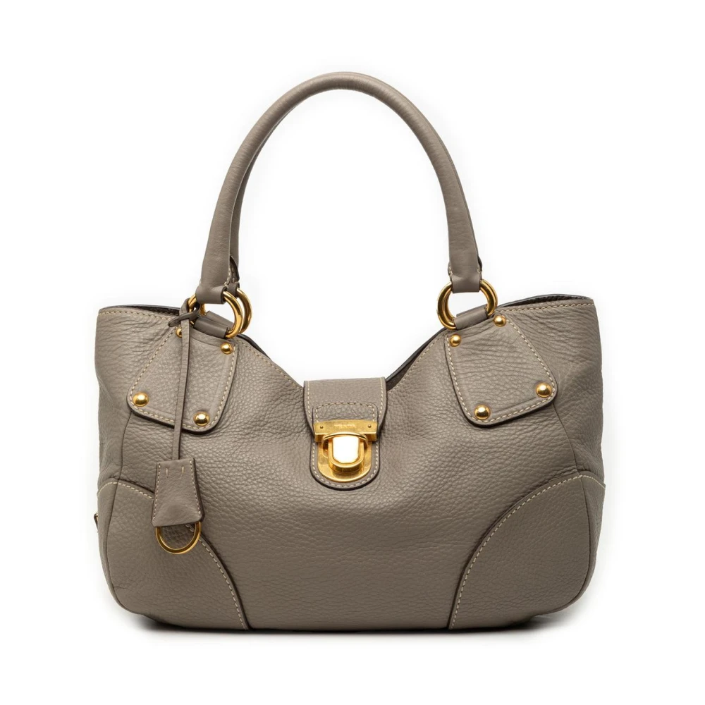 Prada Vintage Women's Gray Pre-Owned Leather Satchel