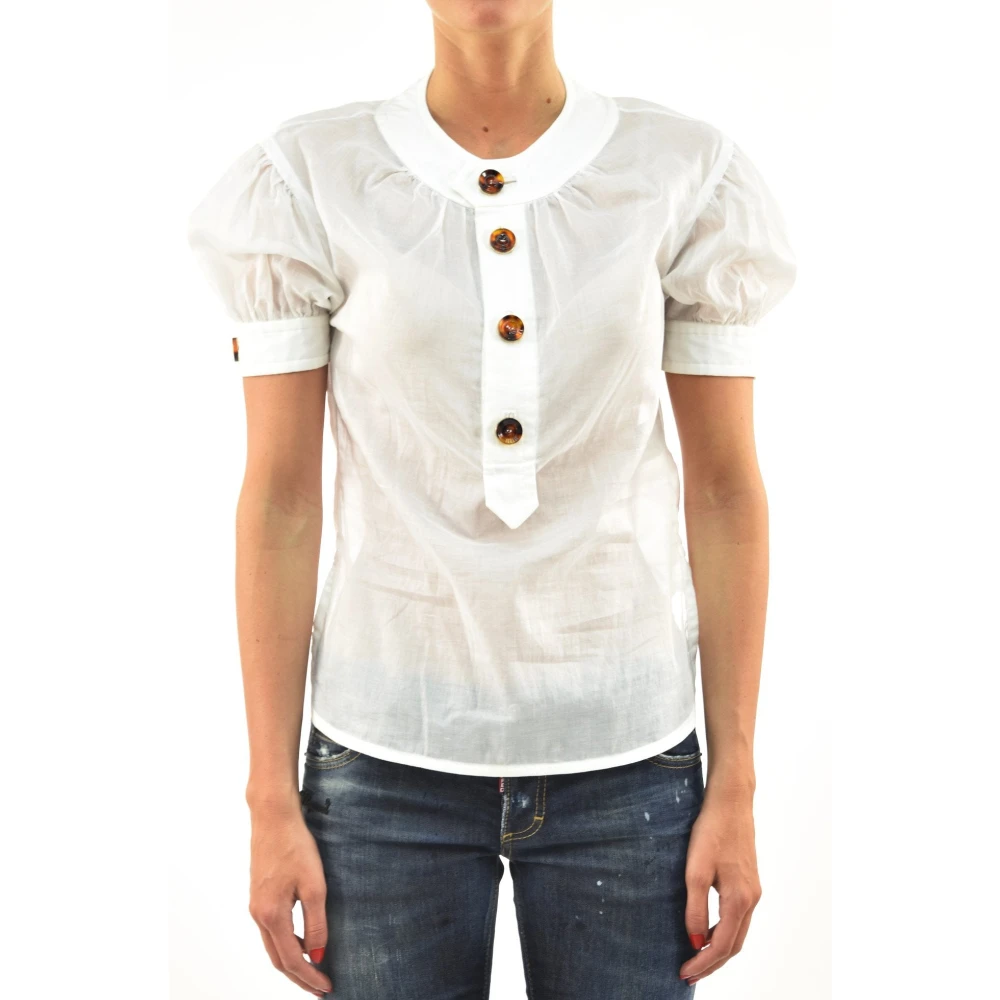 Dsquared2 Witte Dames Geknoopte Blouse Mod.S75DL0183S35278010 White Dames