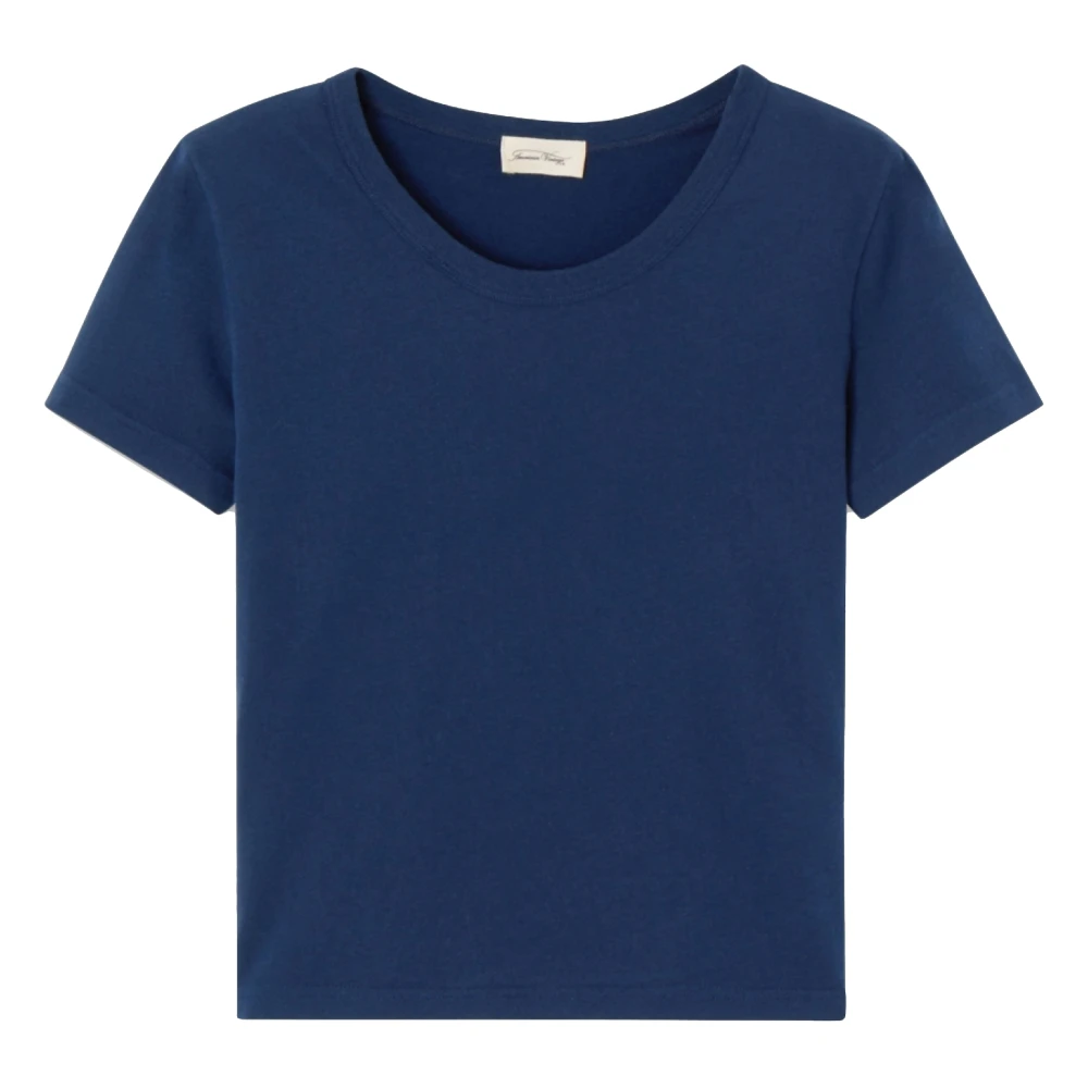 American vintage Navy Korte Mouw Ronde Hals T-Shirt Blue Heren