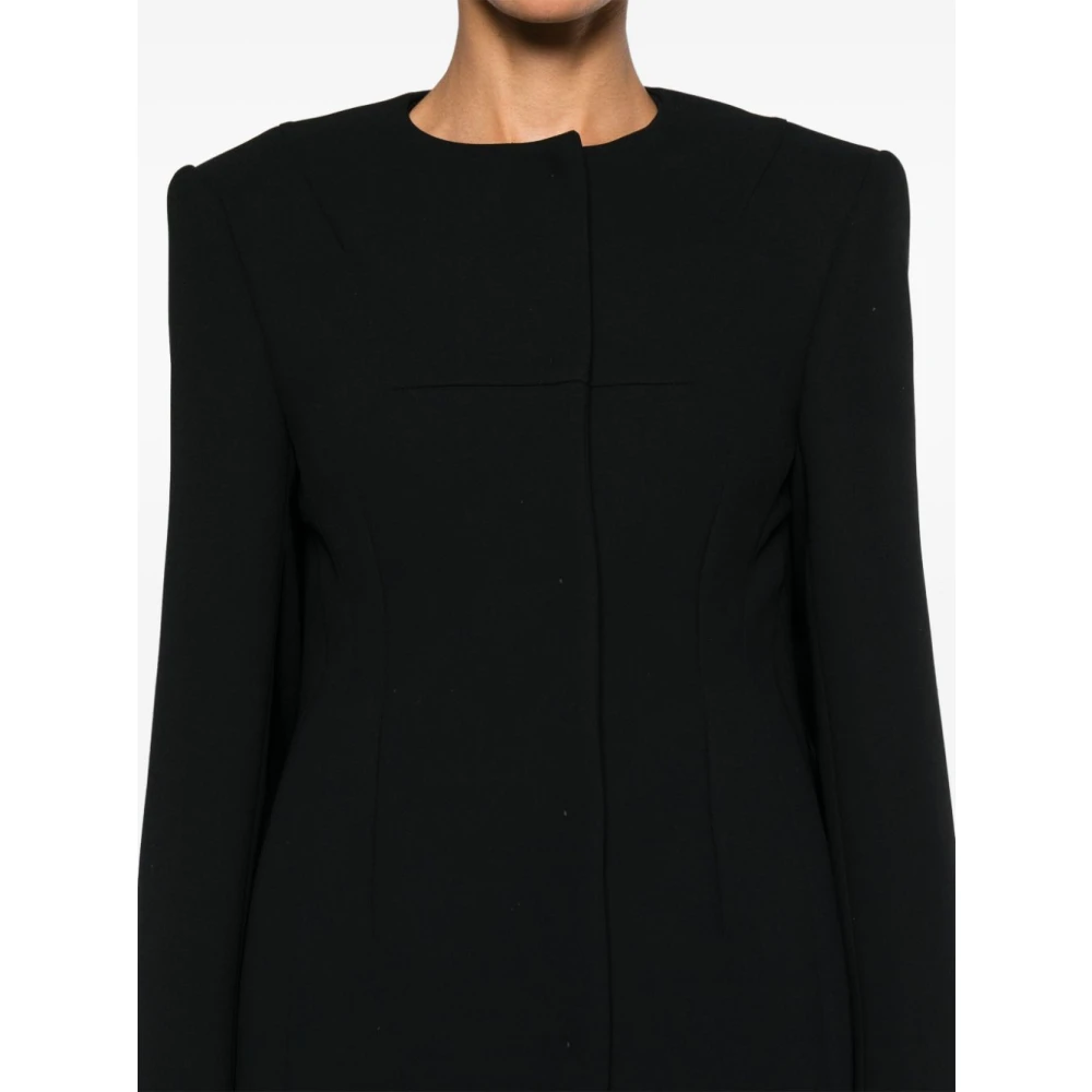 SPORTMAX Op Maat Gemaakte Zwarte Jas met Dartdetails Black Dames