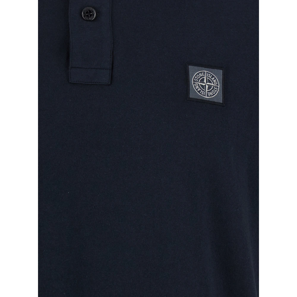 Stone Island Blauw Polo Shirt met Logo Patch Blue Heren