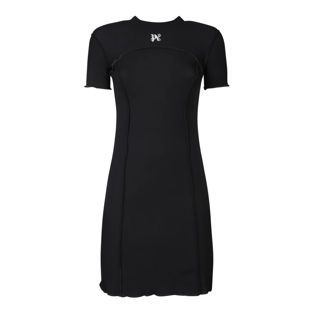 Palm Angels Women's Black Short Dresses, Xs, Embroidered Logo Dress