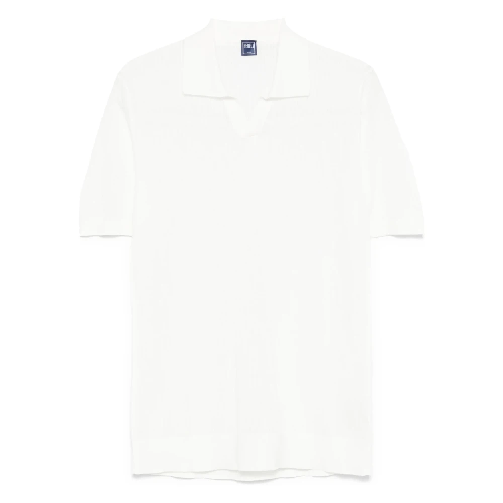 Fedeli Katoenen Gebreide Poloshirt White Heren