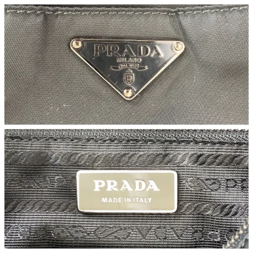 Prada Vintage Pre-owned Canvas handbags Black Heren