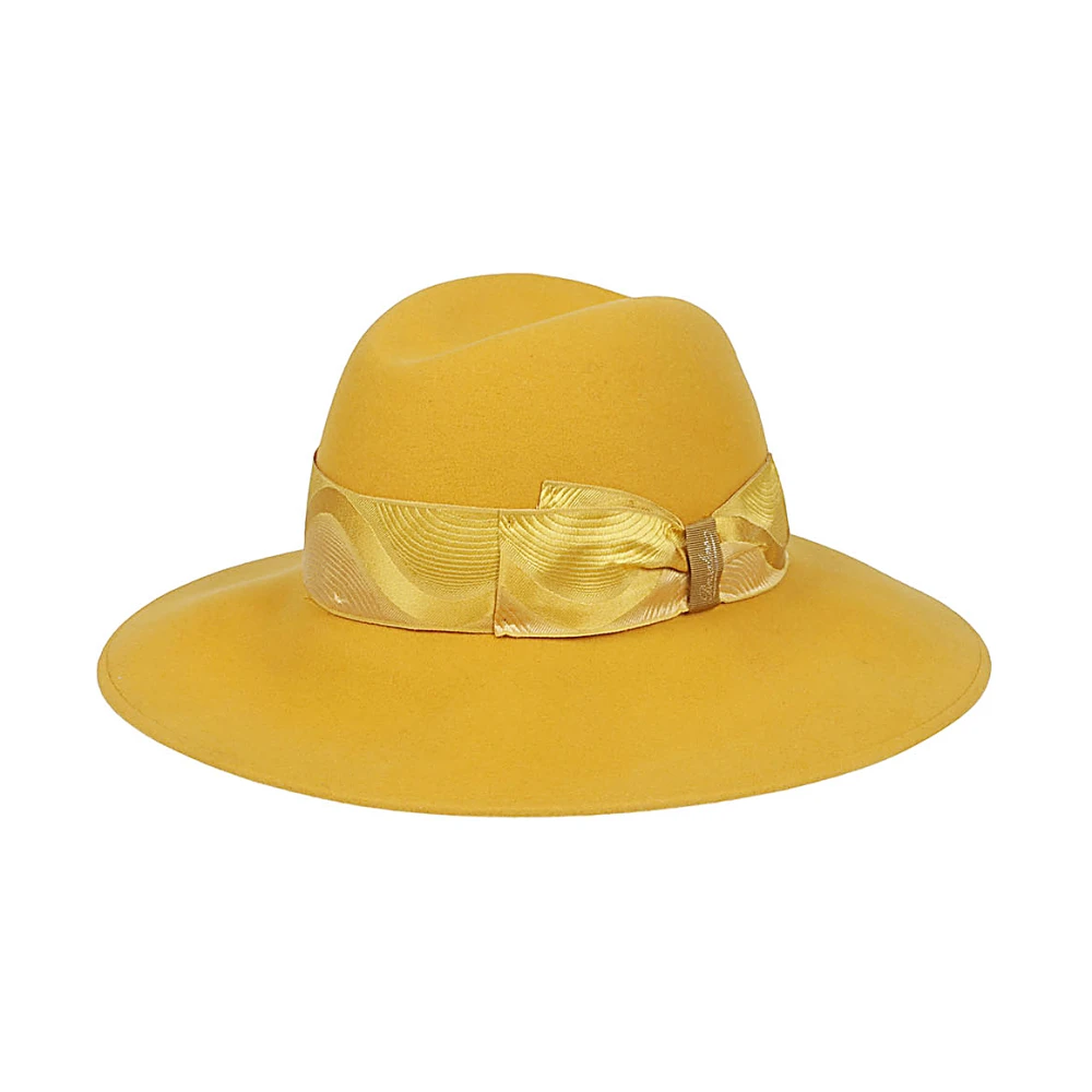 Borsalino Gele wollen hoeden met decoratieve band Yellow Dames