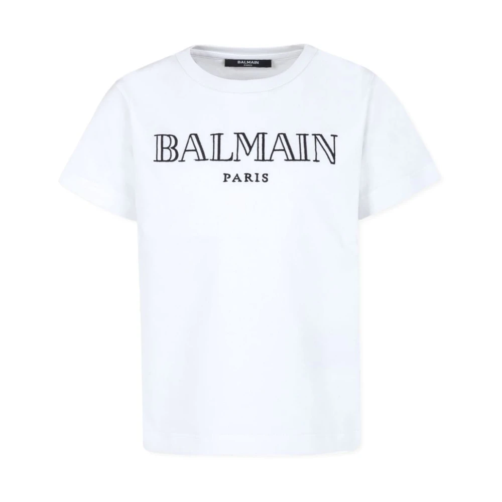 Balmain Svart Jersey Logo Crew Neck T-shirt White, Pojke