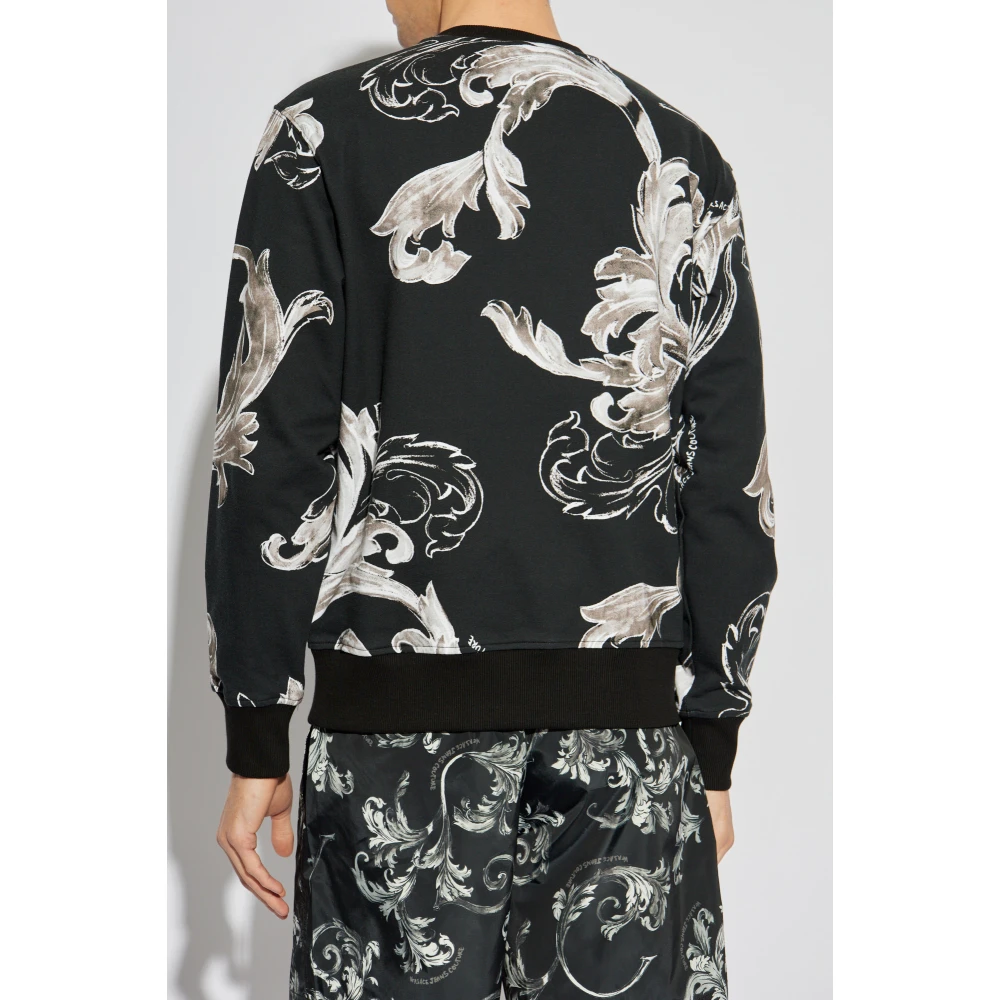 Versace Jeans Couture Sweatshirt met Outline Barocco print Black Heren