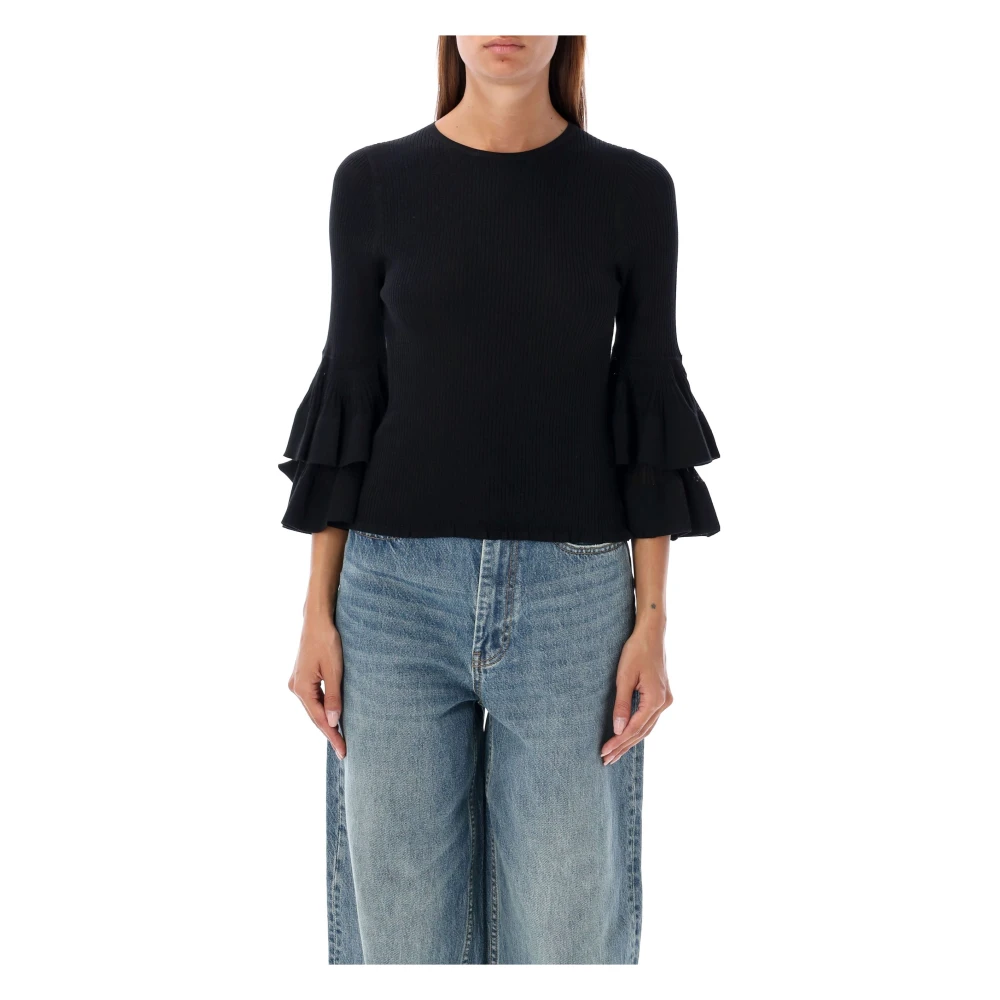 Zimmermann Zwart Gebreide Sierlaag Ruffle Top Black Dames