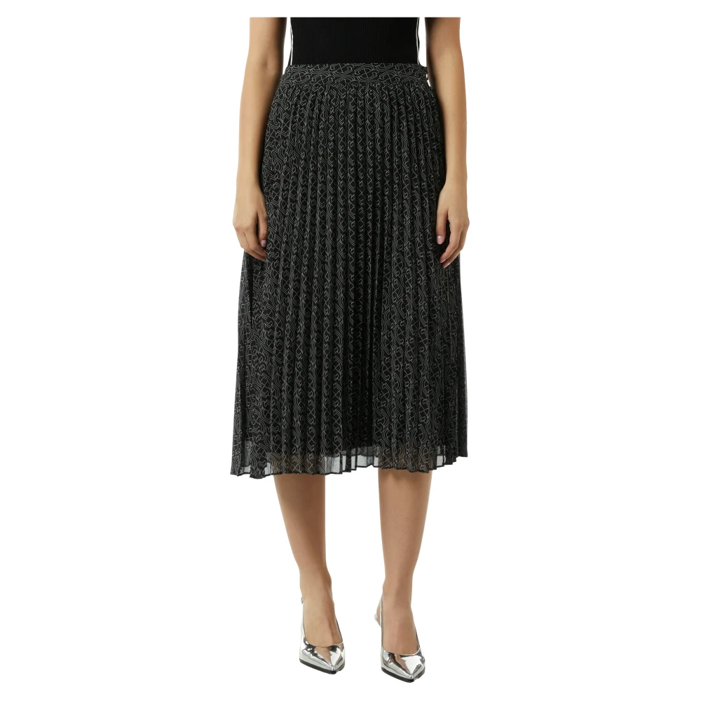 comma Geplooide rok met logopatroon Black Dames