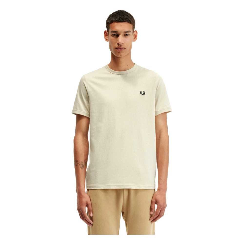 Fred Perry Sand Ringer Tee Shirt Beige Heren