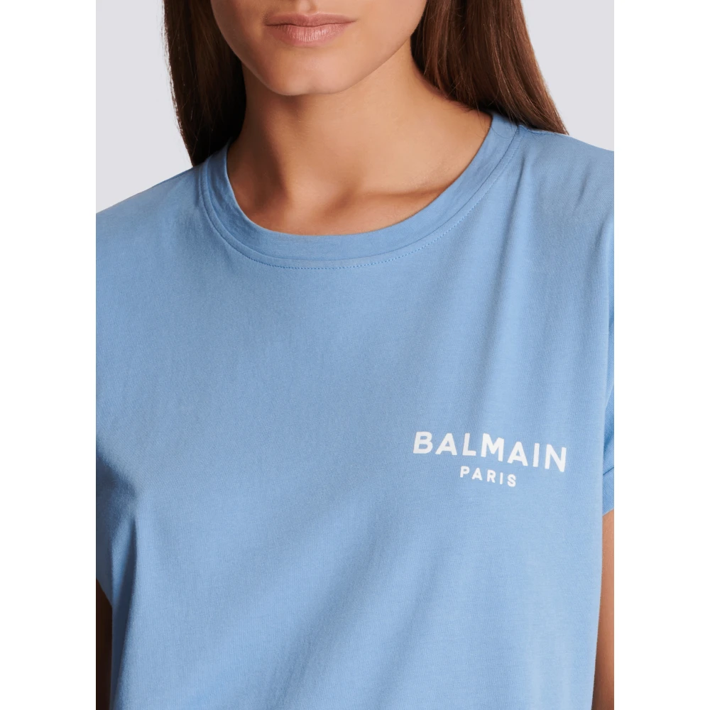 Balmain Flock T-shirt Blue Dames