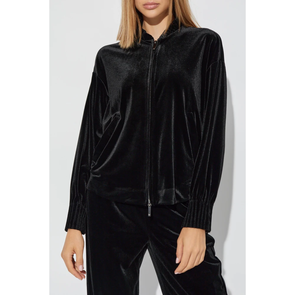 Emporio Armani Fluwelen sweatshirt Black Dames