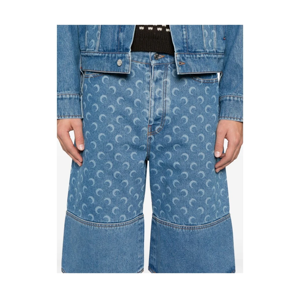 Marine Serre Indigo Blauwe Klassieke Vijf Zakken Jeans Blue Heren