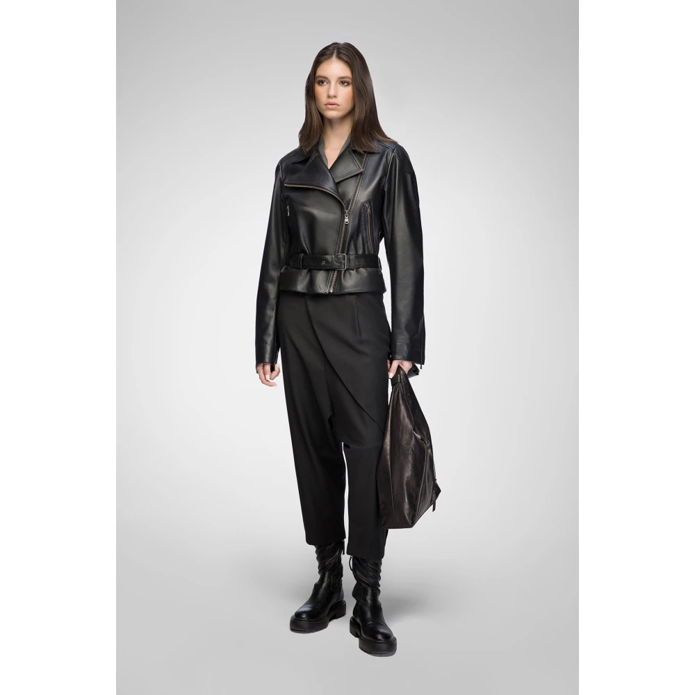 Vespucci by VSP Carla Zwarte leren jas Black Dames