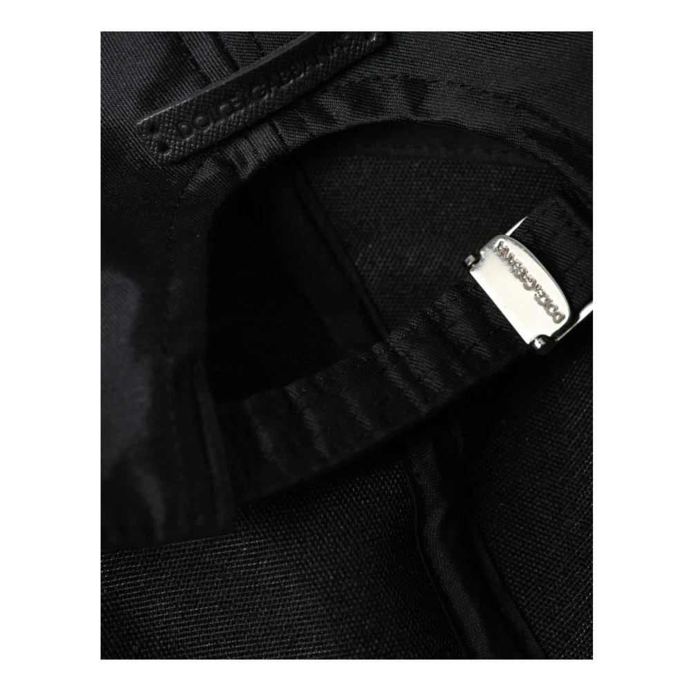 Dolce & Gabbana Luxe Zijde Katoen Logo Baseball Hoed Black Heren