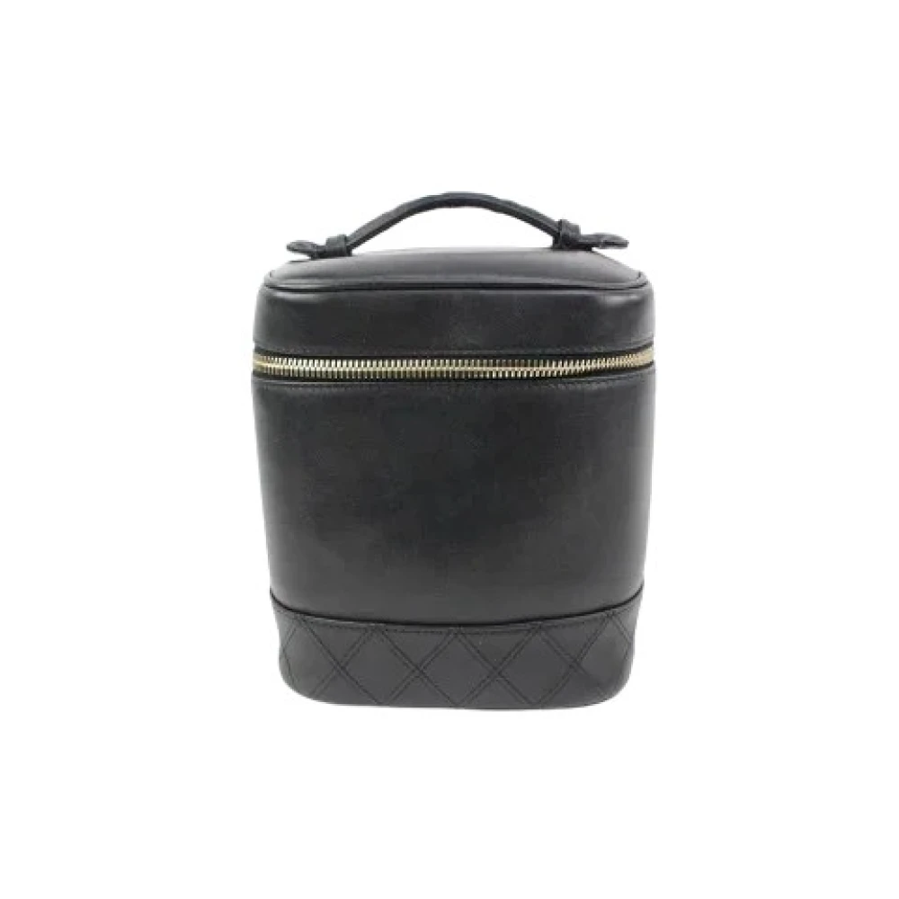 Chanel Vintage Italienska Läder Chanel Väskor, Begagnade, 6 Längd Black, Dam