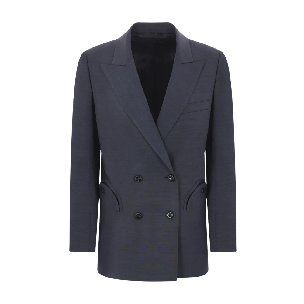 Blazé Milano Blauwe dubbelrijige wollen jas Blue Dames