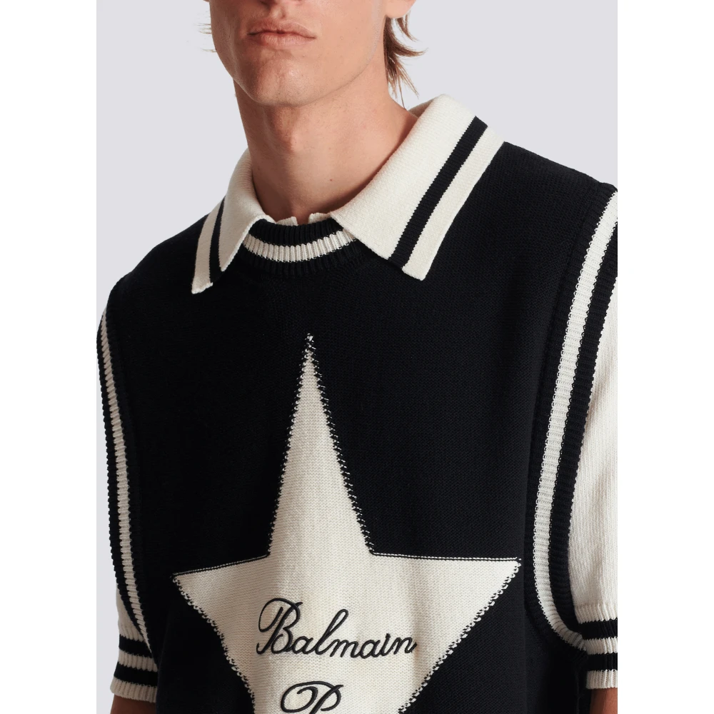 Balmain Handtekening ster trui Black Heren